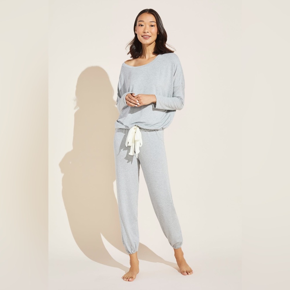 Eberjey Gisele TENCEL™ Modal Slouchy PJ Set - Heather Grey/Ivory